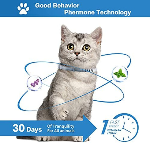 CPFK Cat Calming Collar 3 Pack Pheromone Calm Anxiety Collar for Cats and Kittens Stress Reliever Relaxing Comfortable Collar Breakaway Design Gray