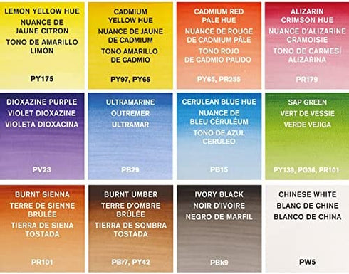 Winsor & Newton 390636 Cotman Water Colour Paint, Set of 12, 8ml Tubes