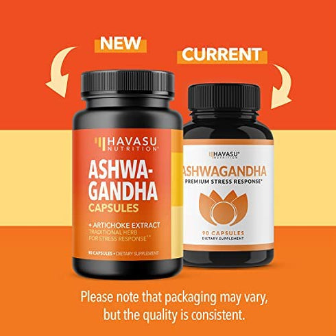 HAVASU NUTRITION Ashwagandha Capsules with Artichoke Extract to Support Stress Response & Mood Support (1000 mg)
