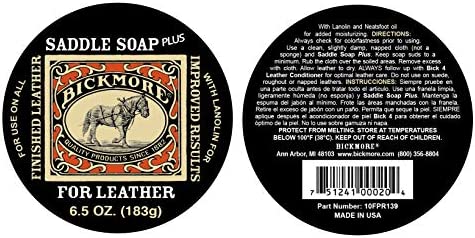 Bickmore Saddle Soap Plus - 6.5oz - Leather Cleaner & Conditioner with Lanolin - Restorer, Moisturizer, and Protector