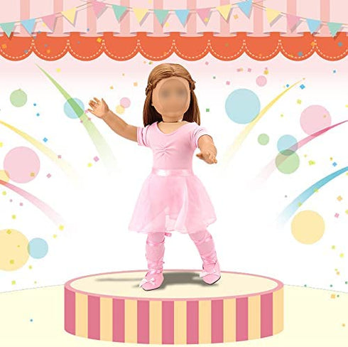 BARWA 18 Inch Doll Clothes Ballet Ballerina Outfits Dance Dress Custume Compatible with 18 Inch Dolls - 4 PCS Pink Leotard with Tutu Skirt, Tights and Ballet Shoes