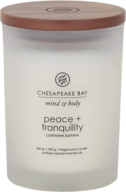 Chesapeake Bay Candle Scented Candle, Peace + Tranquility (Cashmere Jasmine), Medium Jar