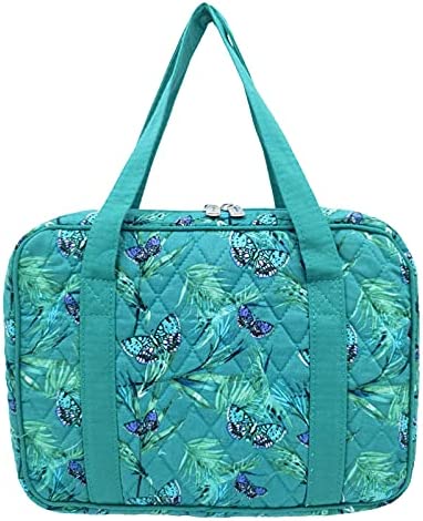 DIWI Quilted Bible Cover Extra Large Sizes 11.25 X 8.25 X 2.75 Inches Bible Tote Good Book Case Teal Color (XL, C2 Butterfly Green)