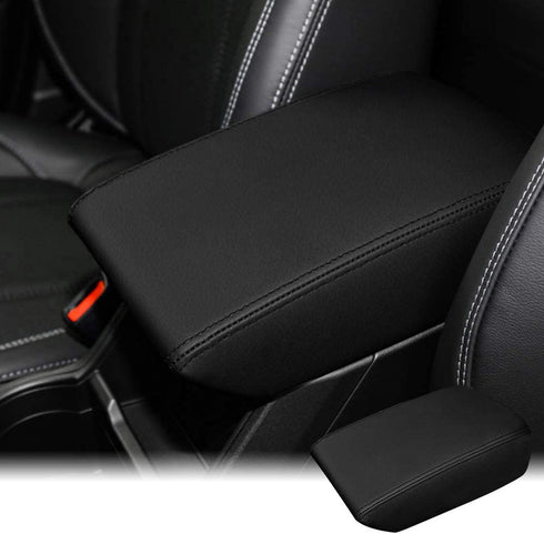 INTGET Car Center Console Armrest Cover for Subaru Forester Accessories 2019 2020 2021 2022 2023 Leather Middle Arm Rest Box Lid Cover Seat Pad Protector(Black)