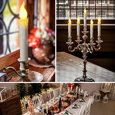 Ymenow LED Taper Candles with 6H Auto Timer, 6pcs Flickering Flameless Electric Candlesticks Battery Operated Candles for Home Room Party Christmas Decorations - Warm Yellow