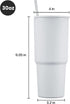 COKTIK 30oz Pastel Colored Acrylic Cups with Lids and Straws, Double Wall Matte Reusable Plastic Tumblers,Large Capacity for Parties, Birthdays(White,2 pack)