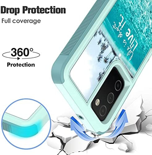 Voanice for Samsung Galaxy A03S Case with Tempered Glass Screen Protector, Dual Layer Heavy Duty Rugged Shockproof Hard PC +Soft Silicone Protective Hybrid Cover Women Men for Samsung Galaxy A03S-Teal
