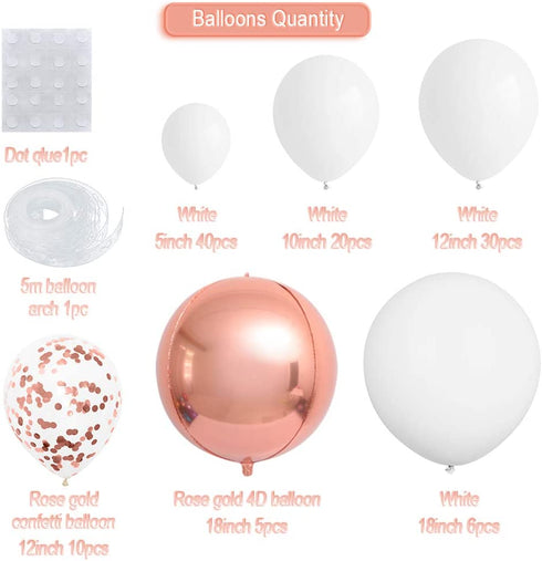 DUBEDAT White Balloon Garland Kit Rose Gold balloon Arch Wedding Deco Bridal Shower Baby Birthday Party Decoration