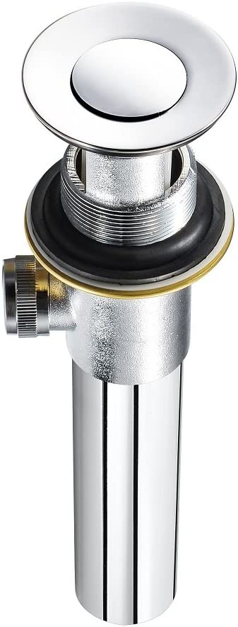 Purelux Bathroom Sink Drain Stopper Assembly with Lift Rod and Overflow, Chrome Finish