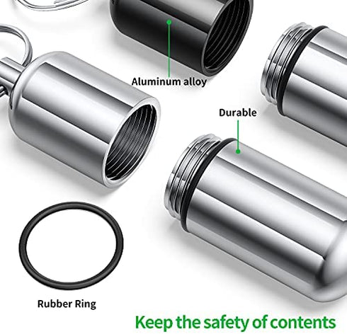 3 Pack Mini Keychain Pill Holder, Portable Small Pill Box Bottle for Purse, Waterproof Pocket Pill Case EDC Medicine Container Nitro Pill Fob Carrier for Outdoor Travel Camping