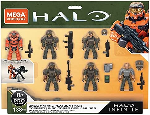 Mega Construx Halo UNSC Marine Platoon Pack Construction Set, Building Toys for Kids , Brown