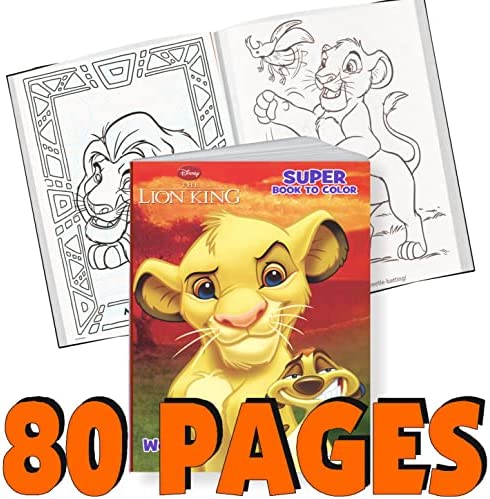 Disney Coloring Book Set with Stickers - Bundle Includes 80 Page Coloring Book, Stickers, and Door Hanger (Lion King)