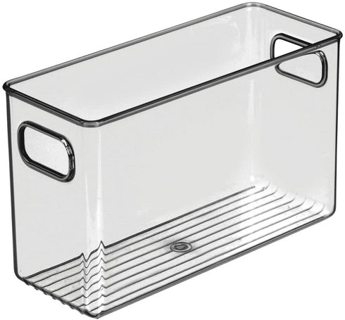 mDesign Plastic Storage Bin Container with Handles for Bathroom Vanity Countertop, Shelves, Cabinet and Under Sink Storage - Holds Hand Soap, Body Wash, Shampoo, Lotion - 10" Long, 2 Pack - Smoke Gray