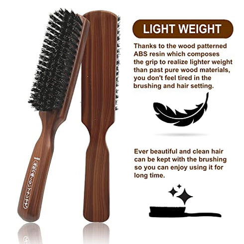 Thin Hair Brush without pain on skin : For anyone who may have trouble with thin hair .Specialized hair brush with soft hog hair for glossing your hair and preventing hair breakage. (For Brushing…)