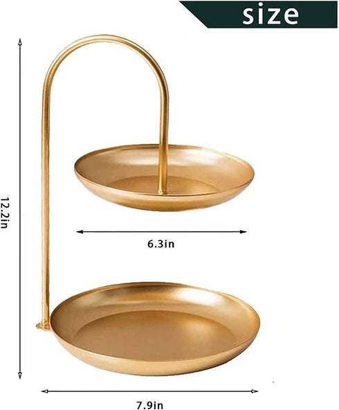 TOBENO Gold Tiered Tray 2 Tier Fruit Stand Basket Counter Top Fruit Basket Bowl Makeup Organizer For Vanity Bathroom Trays For Counter Donut Stand Snack Basket Dessert Table Decorations Stands