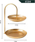 TOBENO Gold Tiered Tray 2 Tier Fruit Stand Basket Counter Top Fruit Basket Bowl Makeup Organizer For Vanity Bathroom Trays For Counter Donut Stand Snack Basket Dessert Table Decorations Stands
