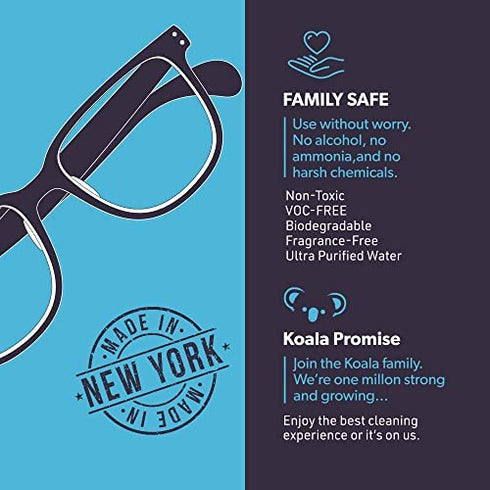 Koala Eyeglass Lens Cleaner Spray Kit | American Made | 2 Ounces + 1 Koala Cloth | Streak and Alcohol Free | Carefully Engineered Glasses Cleaner | Safe for All Lenses