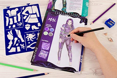 Make It Real - Disney Descendants 3 Sketchbook. Fashion Design Drawing and Coloring Book for Girls. Includes Evie and Descendants 3 Sketch Pages, Stencils, Stickers, and Design Guide