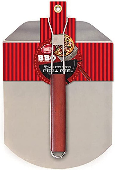 TableCraft BBQ Pizza Peel with Wood Handle, Medium, Stainless Steel
