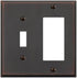 Amerelle Manhattan Single Toggle/Single Rocker Cast Metal Wallplate in Aged Bronze, 1 Toggle / 1 Rocker