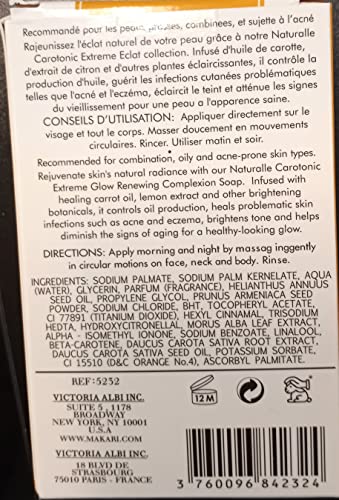Makari Naturalle Carotonic Extreme Toning Soap (7oz) | Skin Brightening and Oil-Controlling Soap Bar | Helps Heal and Treat Acne | Promotes Even Skin Tone | For Combination, Oily, and Acne-Prone Skin