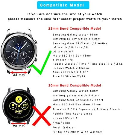 CooBES Compatible with Samsung Galaxy Watch 46mm/Galaxy Watch 3 45mm/Gear S3 Frontier/Classic Bands, 22mm Genuine Leather Cuff Bracelet Replacement Strap with Stainless Steel Buckle Men Women (Black)