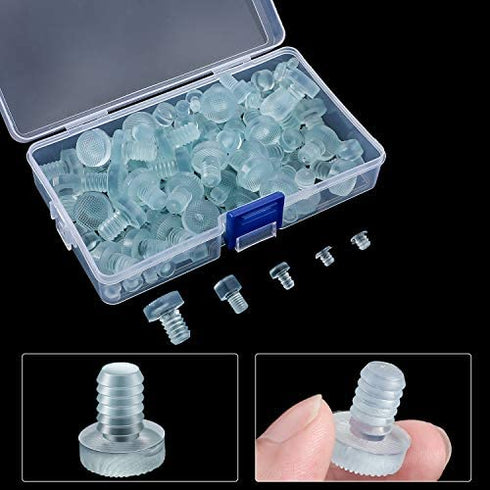 Glass Table Top Bumpers Clear Rubber Table Glass Bumper with Stem 5 Size Clear Anti Slip Pads Non Adhesive Glass Table Rubber Grippers for Table Furniture Cabinet (150 Pieces)