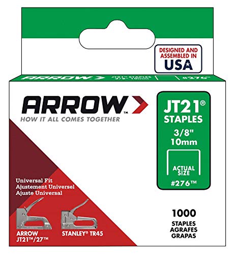 Arrow Fastener 276 Genuine JT21/T27 3/8-Inch Staples, 1,000-Pack