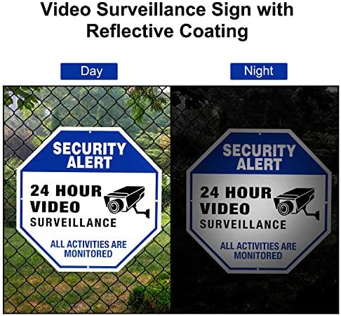 Video Surveillance Signs Outdoor - 10" x 10" Aluminum Rust Free Security Signs for Property, Metal Warning Sign for Home Business CCTV Security Camera - 2 Pack/Blue