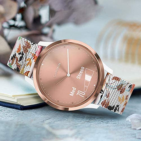 TRUMiRR Flower Watch Band for Garmin Venu Sq 2 / Vivomove HR / Vivoactive 3 Women, Mesh Stainless Steel Watchband Quick Release Strap for Garmin Venu 2 Plus / Venu Sq / Forerunner 245 645 Music