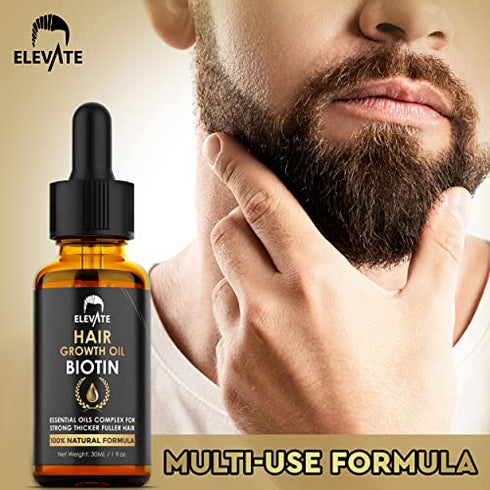 ELEVATE Hair Growth Oil - Biotin Hair Growth Serum & Castor Oil Natural Vitamin Rich Treatment for Stronger Thicker Longer Hair Regrowth & Thickening – Prevent Hair Loss & Thinning for Men & Women 1 Fl Oz 30mL