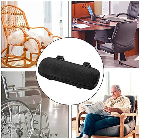 INTSUN Armrest Pad 2Pcs Padded Armrest Cushion Universal Arm Rest Pads with Adjustable Hook & Loop Fastener Elbow Pillow Memory Foam Arm Chair Covers for Office Chair, Wheelchair, Gaming Chair (black)