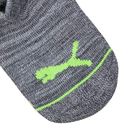 PUMA Baby 6 Pack No Show Socks, Gray/Green, 2-4T