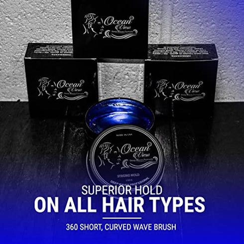OCEAN VIEW DEEP WAVES POMADE- Water-Based Hair Cream for 360 Wave Training and Wolfing- Silky Smooth Application and Styling, Strong Hold, Easy Wash- Waver and Barber Accessories - 4oz Tin Can
