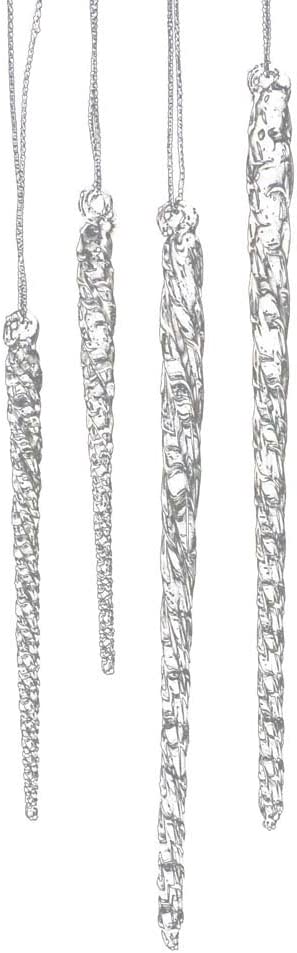 Kurt Adler 3-1/2-Inch-5-1/2-Inch Clear Glass Icicle Ornament Set of 24 Pieces