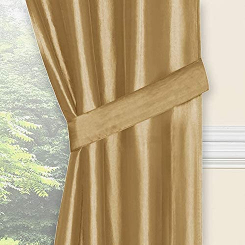 Regal Home Collections Amore 54 84-Inch Luxurious 5PC Attached Valance, Gold Window Curtain Set