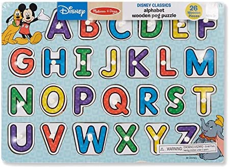 Melissa & Doug Disney Classics Alphabet Wooden Peg Puzzle (26 pcs)