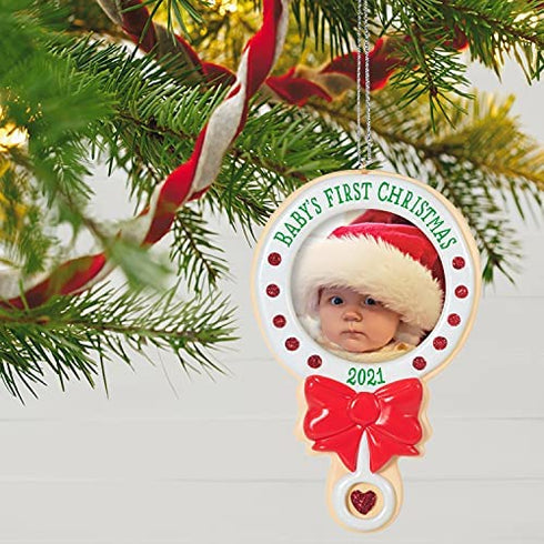 Hallmark Keepsake Christmas Ornament, Year Dated 2021, Baby's First Christmas Photo Frame