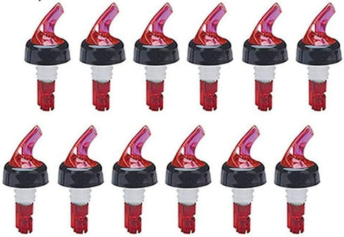 Keklle Measured Alcohol and Liquor Pourer with Black Collar Automatic Liquor Pour Spout Auto-Measure Bottle Pourer (12, Red)