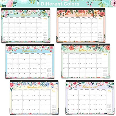 2023-2024 Desk Calendar - 18 Monthly Desk/Wall Calendar 2-in-1,16.8" x 12", Jan 2023 - Jun 2024, Thick Paper with Corner Protectors, Large Ruled Blocks - Floral