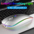 TENMOS Wireless Bluetooth Mouse, LED Slim Dual Mode (Bluetooth 5.1 + USB) 2.4GHz Rechargeable Silent Bluetooth Wireless Mouse with Type C Adapter for Laptop/MacBook/iPad OS 13 and Above (Silver)