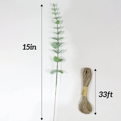 Artificial Eucalyptus Stems 24pcs Fake Eucalyptus Leaves Real Touch Artificial Greenery Bulk 15in for Wedding Home Farmhouse Party Decoration