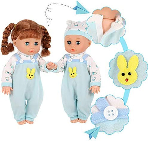 Young Buds for 11-12-13 Inch Alive American Doll Baby Doll Clothes Set of 5 Dress Costumes Gown Outfits Feeding Set with Pacifier Bib