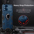 CloudValley for iPhone 12/12 Pro Case with Camera Cover & Kickstand, Slide Lens Protection + 360° Rotate Ring Stand, Impact-Resistant, Shockproof, Protective Bumper, 6.1 inch Blue Armor Style