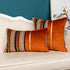 Yangest Burnt Orange Striped Patchwork Velvet Lumbar Throw Pillow Cover Gold Leather Cushion Case Modern Zippered Oblong Pillowcase for Sofa Couch Bedroom Living Room Home Decoration, 12x20 Inch
