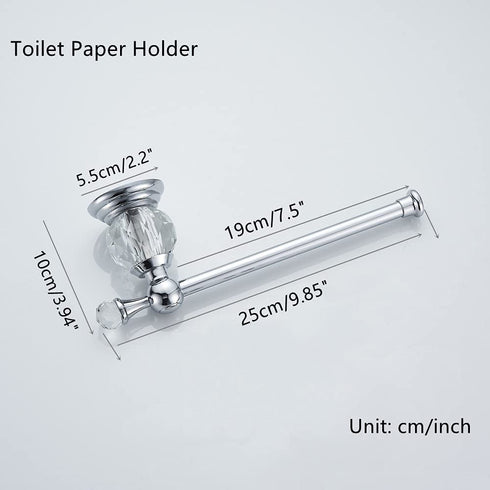 WOLIBEER Chrome Toilet Paper Holder Hand Towel Ring Towel Holder Crystal Bathroom Accessories Polished Wall Mounted 2 Pieces