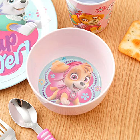 Zak Designs Kids Dinnerware 5 Piece Set - Paw Patrol Skye & Everet, Includes Plate, Bowl, Tumbler and Utensil Tableware, Non-BPA Made of Durable Material and Perfect for Kids
