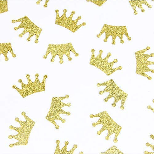 Gold Glitter Double Sided Crown Paper Confetti for Table Wedding Birthday Party Decoration,1.2 inch in Diameter(100pcs)