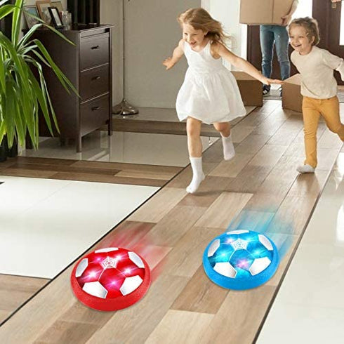 Camlinbo Kids Soccer Toys, Rechargeable Hover Soccer Ball Air Floating Soccer Valentines Gifts for Boy Girl Age 3-12 LED Light Up Toy Foam Bumper Valentines Day Indoor Outdoor Game Kid Toddler (Red)