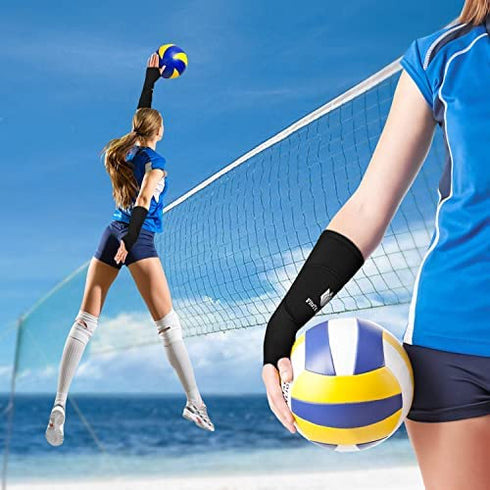 FitsT4 Volleyball Arm Sleeves- Passing Forearm Sleeves with Protection Pad and Thumbhole for Youth 1 Pair